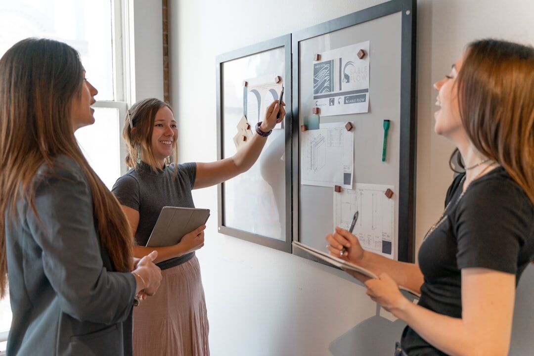 woman leading business presentation